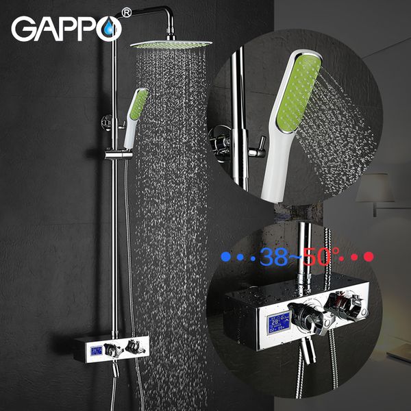 

gappo bathtub faucets thermostatic tap bath tub shower mixer taps head thermostatic overhead rain shower baignoire