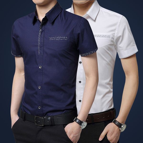 

summer short sleeve shirt for men korean version slim and casual shirt for youth work dress, White;black