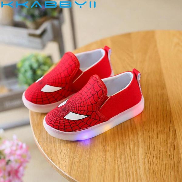 

2018 Kids Spiderman Shoes With Light Baby Canvas Sneakers Led For Boys Girls Chaussure Enfant Size 21-30