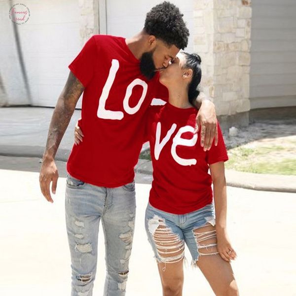 

couples t shirt women men love letter printed short sleeve tee womens mens summer t shirt clothes koszulki damskie, White