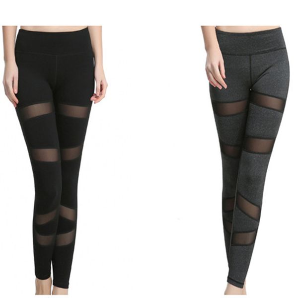 

high waist yoga pants sports leggings women's workout slim gym fitness push up running tights leggings mesh quick drying pants, White;red