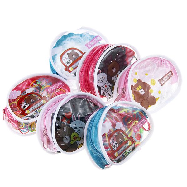 

kids children disposable ponytail holders circle elastic rubber string hair ring ornaments party favor fashion accessories with bag package, Slivery;white
