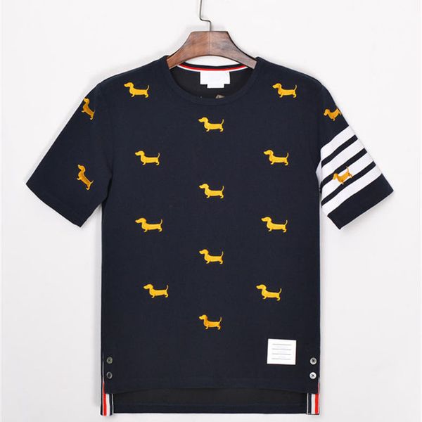 

классическая хлопковая пике т.б. щенок колбасные собаки вышивка повседневный спорт футболка engineered 4-бар arm нашивки мужских женского th, White;black