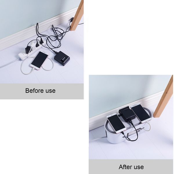 

cable cord management organize box wires hider with phone holder stand for home office desk surge protector