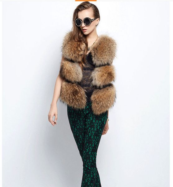 

women's vests outerwear coats artificial fur raccoon hair vest fashion 0897 short made in china brown coffee party dinner clothing appa, Black;white