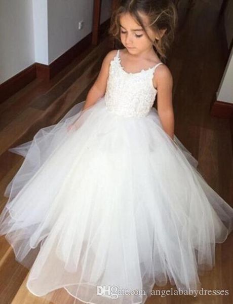 

милые винтажные платья для девочек-цветочниц кружевное платье из тюль flowergirl бретельки без рукавов пышное театрализованное платье причас, White;blue