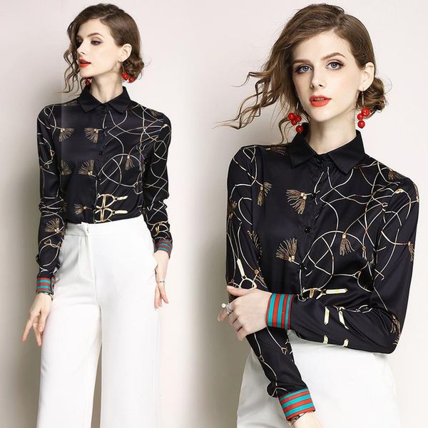 

рубашка женщины весна новая блуза женская мода высокого качества с длинным рукавом печать моды случайные свободные оптовые свободная перевоз, White