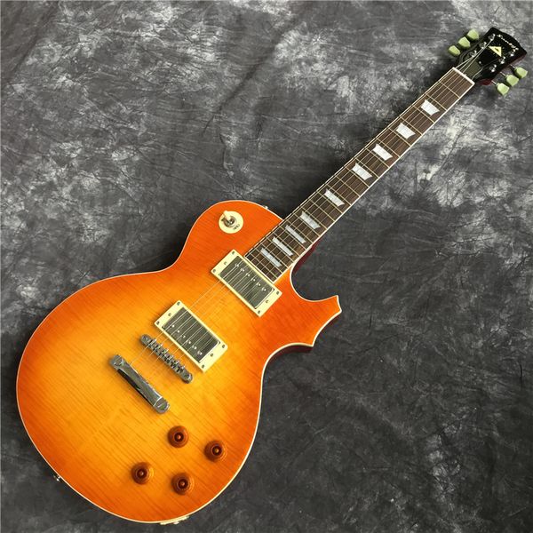 

high-quality 6-string lp electric guitar, sunburst color tiger flame lp guitar electric guitar. on real pictures