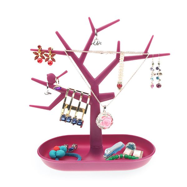 

jewelry stand display bird tree shape storage rack ring necklace bracelet bangle anklet watch keychain earring display racks new, Pink;blue