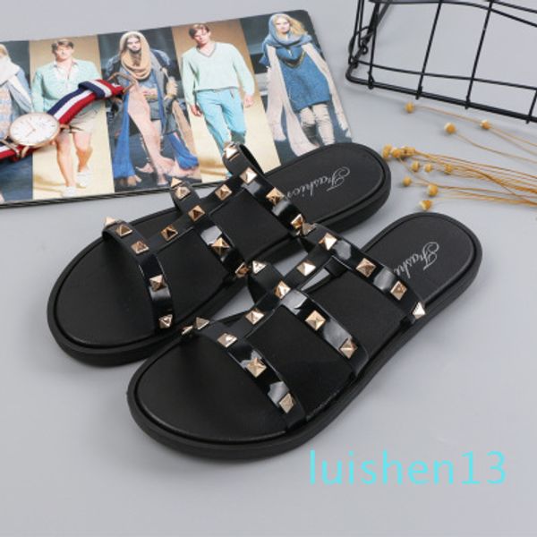

summer fashion women slides rivet slippers women shoes flip flops sandals lady shoes beach slides zapatillas mujer l13, Black