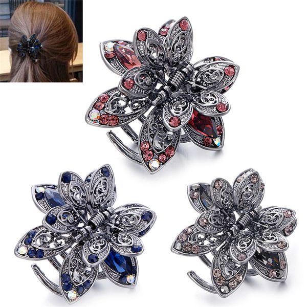 

1pcs vintage flower crystal hair clip rhinestone hairpin hair jewelry charm accessories for women accessories