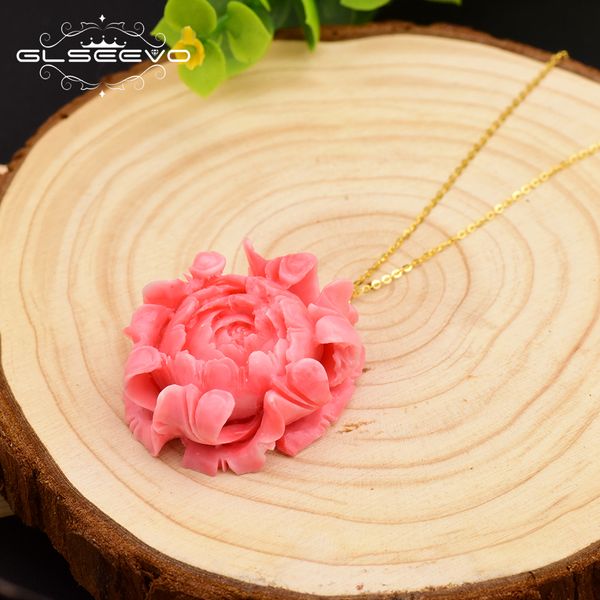 

glseevo original design 925 sterling silver coral flower pendant necklace for women party fine jewelry customizable gn0072