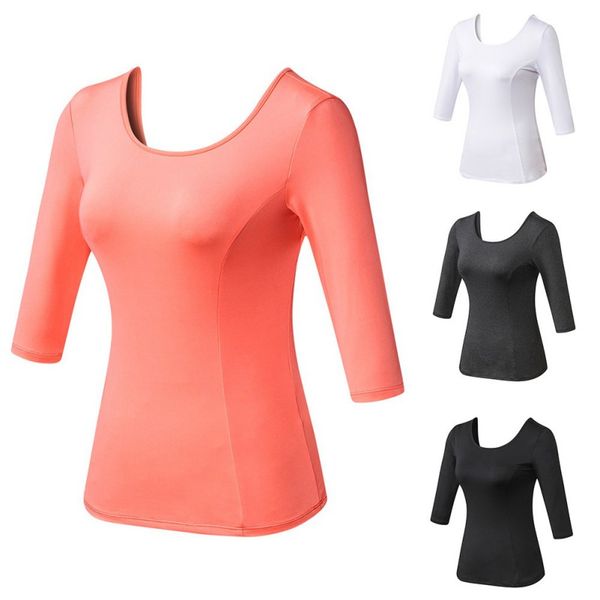 

women gym yoga crop yoga shirts long sleeve workout fitness sport comfort t-shirts training sportswear, White;red