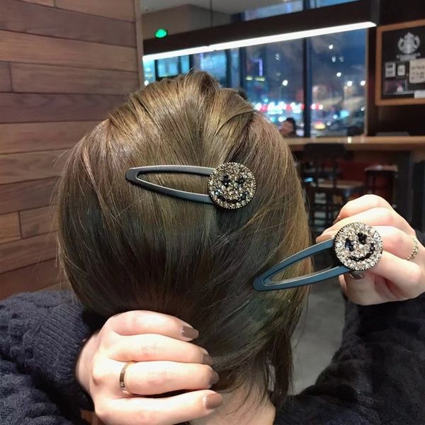 Korea Style Girls Wedding Barrettes Rhinestone Smile Face Hair