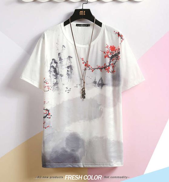 

2019 летние мужские дизайнерские футболки новая мода повседневные рубашки, китайский стиль печати топы m-4xl, White;black