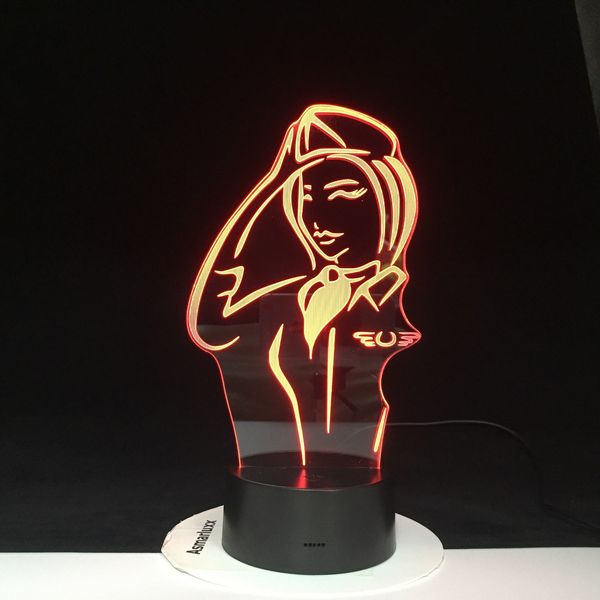 

7 colors change lamp cartoon police women 3d lamp acrylic led usb table lamp tardis lights multi-colored bulbing light 1912