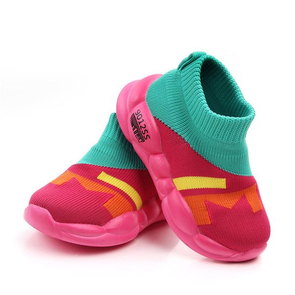 

fashion net breathable sports running shoes for children socks shoes knitting sports elastic sneakers woven soft, Black