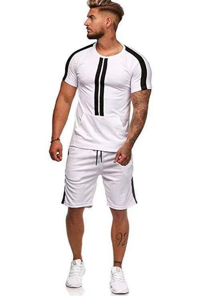 

mens sport casual tracksuits designer striped print line panelled tracksuits short sleeve short pants mens clothing, Gray
