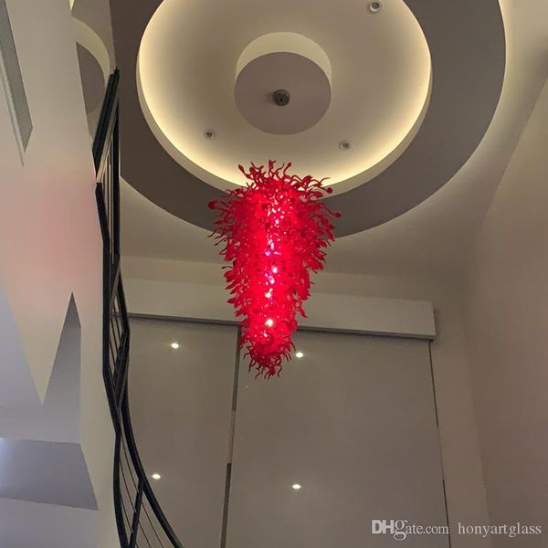 

customized large size red murano art chandelier handmade blowing italy style curly glass chandeliers lighting for stairs ceiling decor