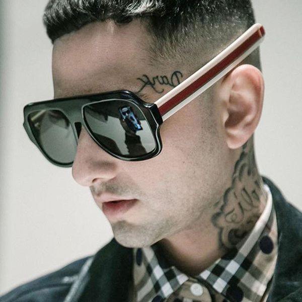 

2019 italy oversized sunglasses men brand designer retro luxury mens square sun glasses for female lunettes de sol uv400, White;black
