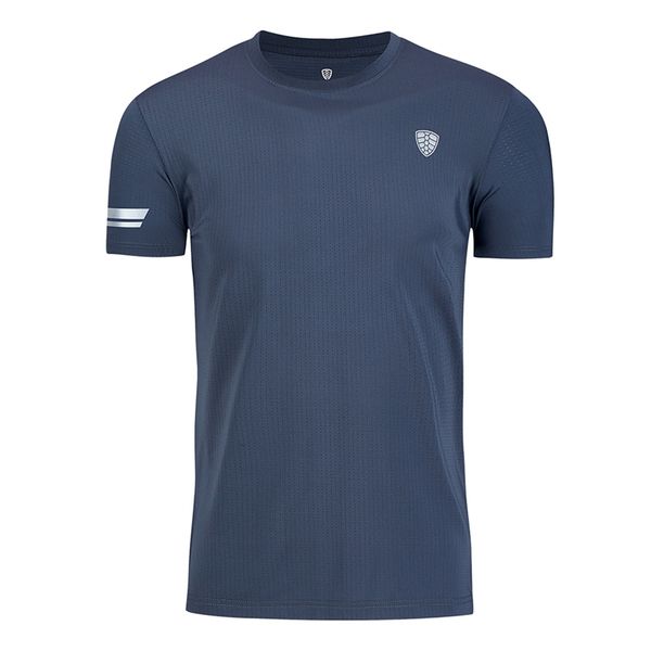 

men sports t-shirt breathable quick dry anti-sweat comfortable tee tights apparel outdoor gym running sportswear, Black;blue