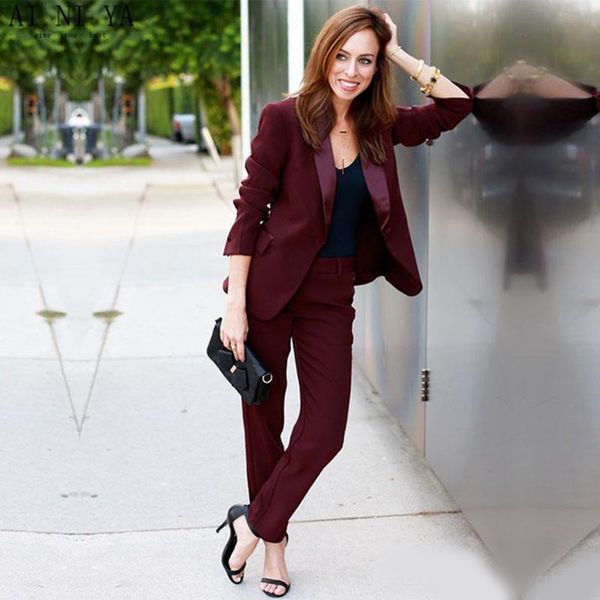 

burgundy mother of the bride suits women wedding tuxedos 2 piece set slim fit pants suits guest prom party dress, Black;red