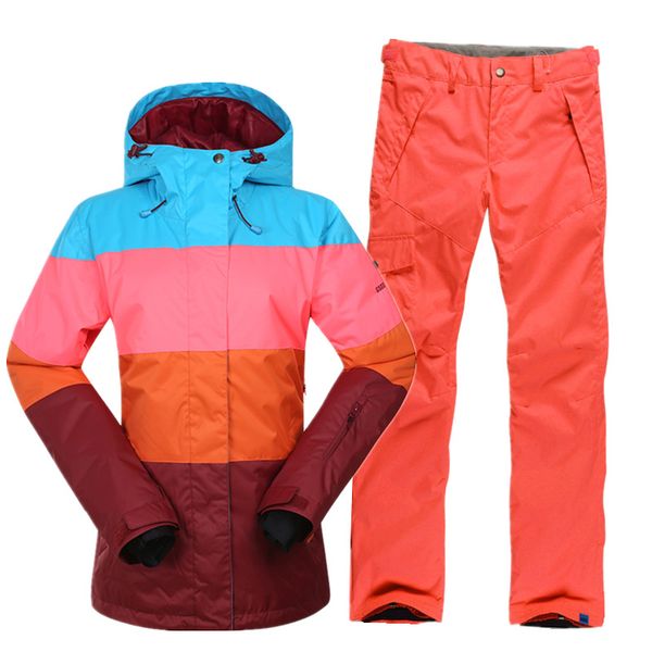 

skiing jacket + pants women ski suit winter thermal thicken snow sportswear waterproof breathable snowboard sets