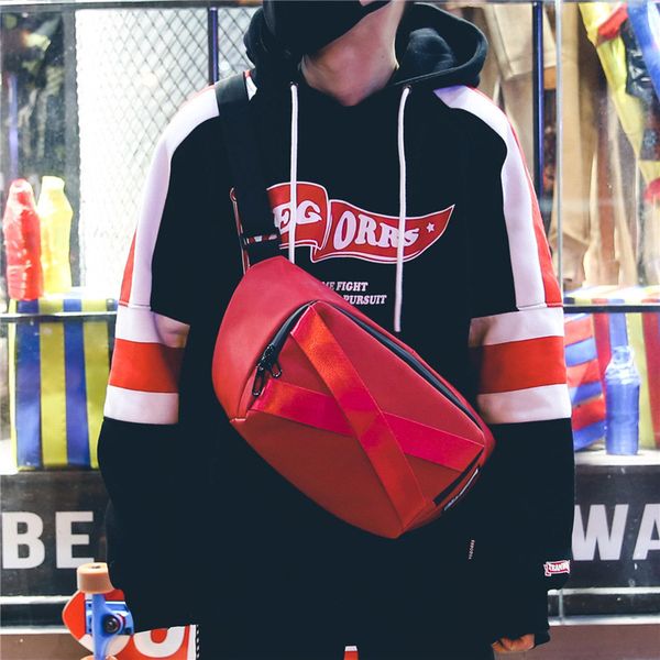 

trend waist bag belt bags chest pack large capacity street hip hop packs crossbody bag female solid color banana pack
