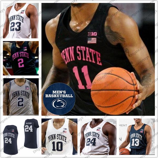 

college basketball wears penn state nittany lions 2020 basketball #1 seth lundy 2 myles dread 12 izaiah brockington lamar stevens psu men yo, Black