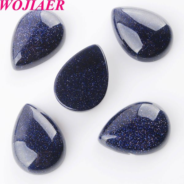

wojiaer natural blue sand gem stones beads teardrop cabochon cab no drill hole 18x25x7mm jewelry making du8170, Black