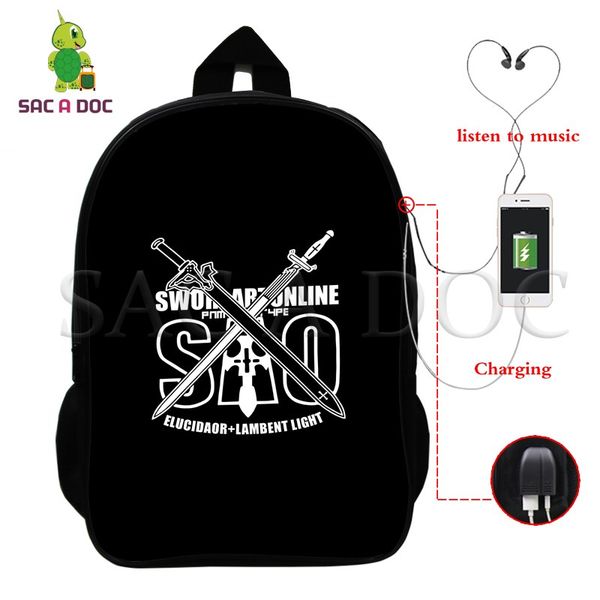 

sword art online sao backpack multifunction usb charging lapbackpack for teens students casual rucksack school travel bags