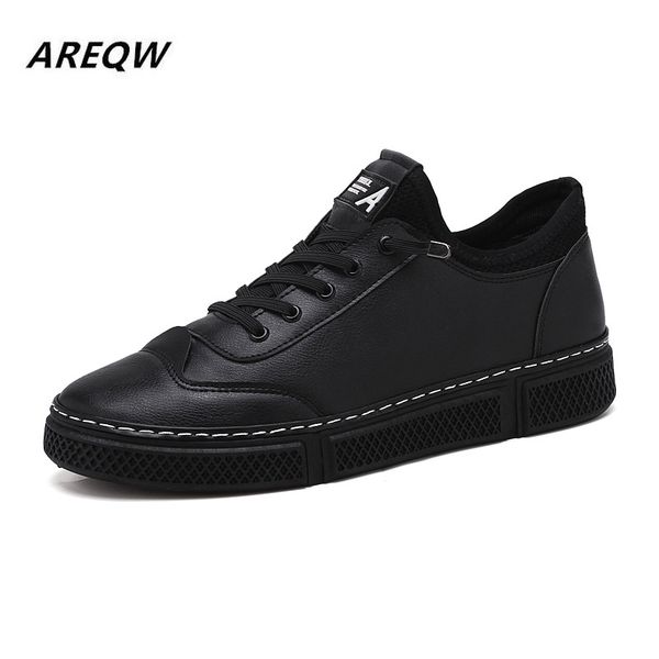 

2019 spring and autumn solid color wild trend new comfortable men's casual shoes fashion breathable round head men's shoes, Black