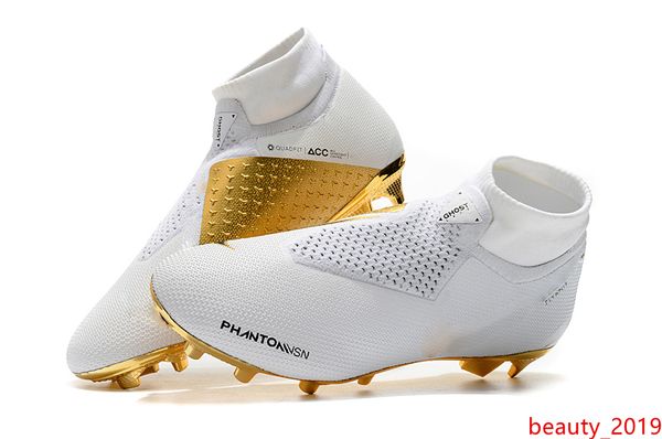 

2019 new arrivaled white gold wholesale soccer cleats ronaldo cr7 original soccer shoes phantom vsn elite df fg football boots