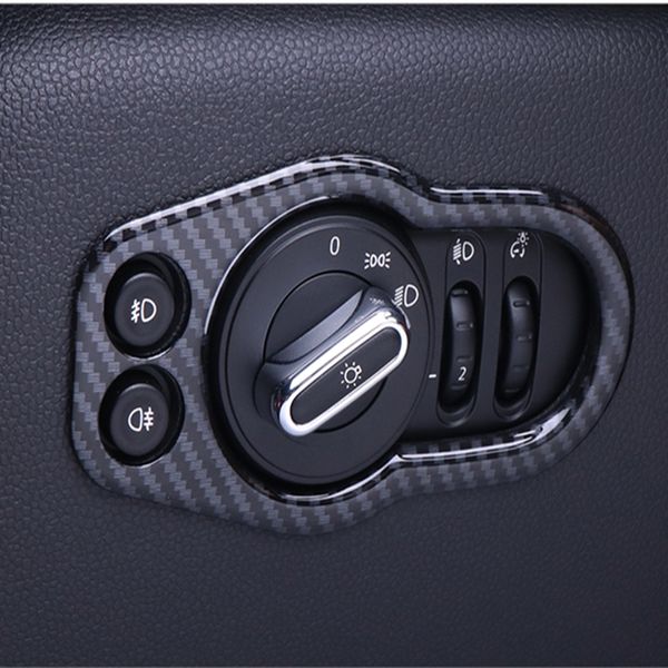 

car interior carbon fiber headlamp control panel cover housing decorative trim frame for mini cooper f55 f56 f57 accessories