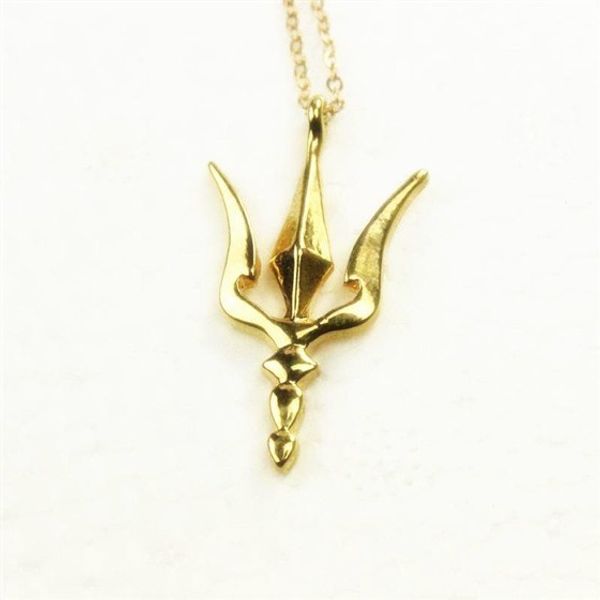 

10 poseidon trident neptune deification greek spear weapon necklace ukrainian symbol geometric polygon lucky woman mother men's family, Silver