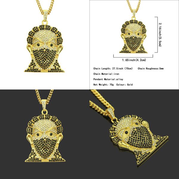 

хип-хоп ожерелье голова pendeloque вырезать человек аксессуары кулон мужские ювелирные цепи из нержавеющей стали стимпанк якорь, Silver