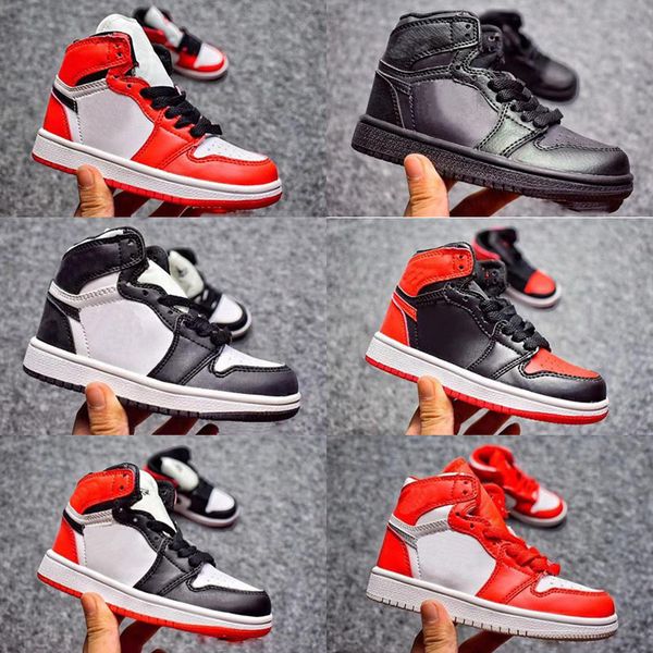 

дети jumpman 1 баскетбол обувь детские кроссовки top 3 черный белый красный высокого качества boots мальчики девочки 1s спортивная обувь eur, Black