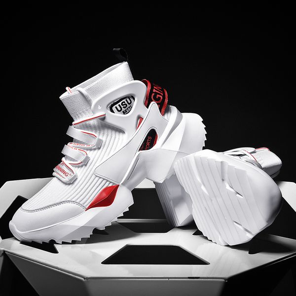 

summer breathable -knitted sneakers high-height increasing sock shoes chunky platform chaussures new arrival