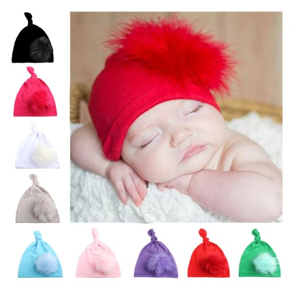 

baby girl winter warm velvet solid print elastic hats cap with ball design cute soft hair accessories, Yellow