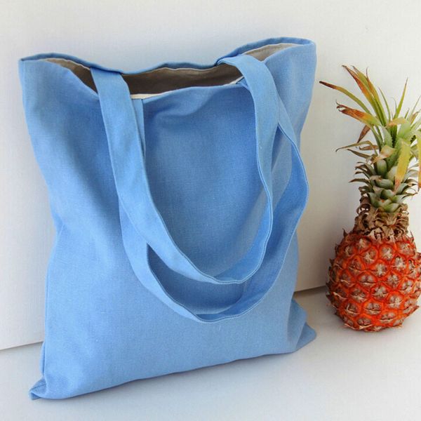 

fashion women girls canvas shopping handbag shoulder tote shopper beach bag female solid cloth young ladies casual eco reusable