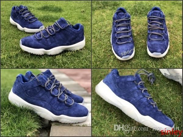 

new 11 prm jeter re2pect blue suede men basketball shoes 11s mens trainers sports sneakers size 41-47