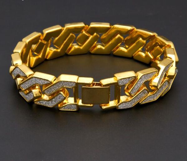 

hip hop mens iced out chain bracelets bling crystal diamond gold silver cuban link chain wrap bangle for women rapper hiphop jewelry gb1192, Black