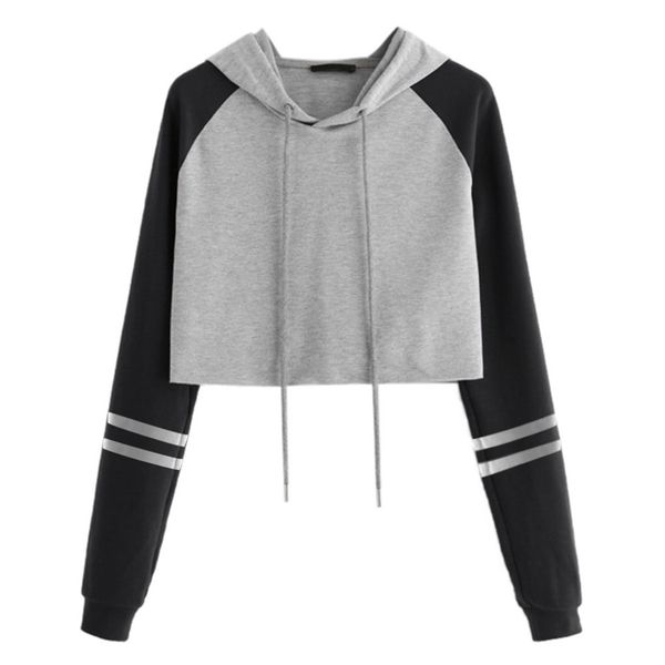 

2019 autumn women hoodie casual long sleeve hooded pullover sweatshirts hooded female short women tracksuits sportswear, Black