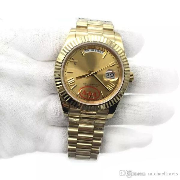 

new 2019 men watch 18k gold president day-date sapphire cystal geneva men watches automatic mechanical movement male wrist watch relo reloj, Slivery;brown