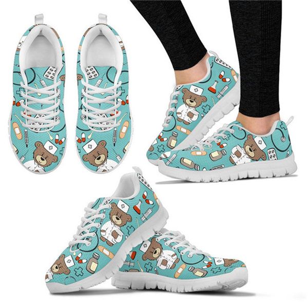 

hycool 2019 summer women sneakers bear pattern running shoes mesh woman jogging walking athletic