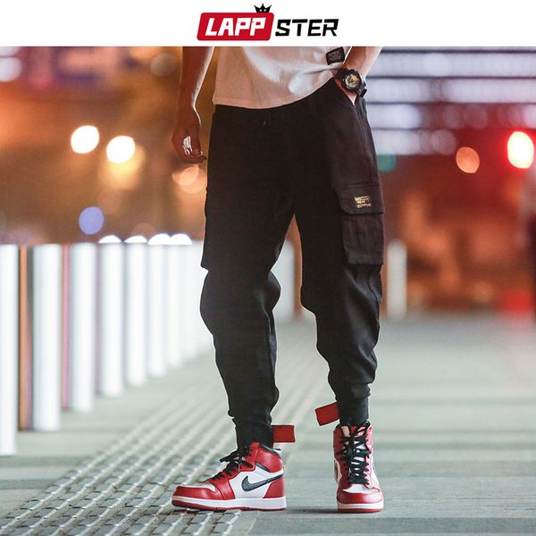 

lappster men japanese streetwear joggers pants 2020 cargo pants mens pockets punk male black korean fashoins sweat
