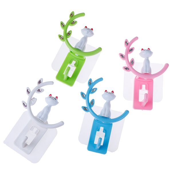 

1 pcs cute cartoon cat bathroom kitchen wall hook multi function hook for home livingroom decoration accessories