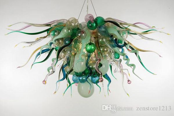 

art deco 100% hand blown glass led chandelier light living room decor murano glass hanging pendant lamps