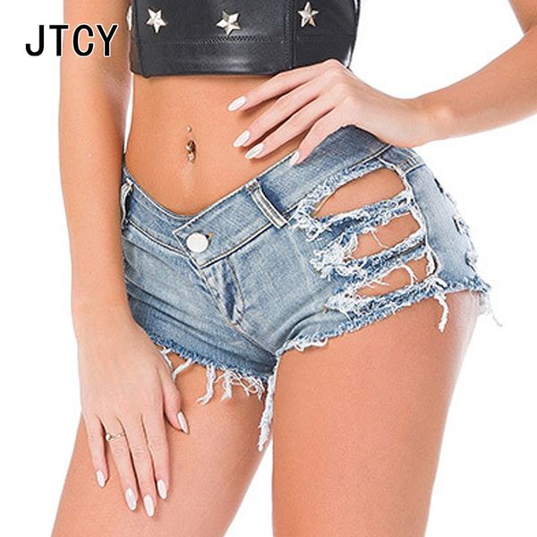 

jtcy new fashion leisure summer solid denim shorts hollow out festivalÂ shorts ladies club jeans women, Blue