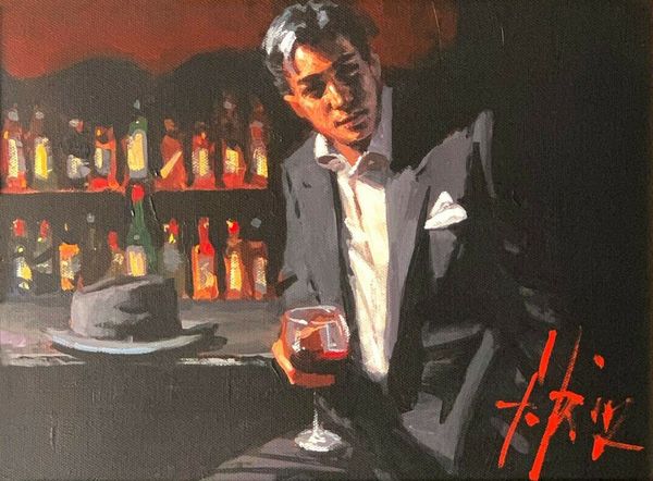 

fabian perez черный костюм, красное вино home decor расписанную hd печать картина маслом на холсте wall art canvas картинки 200301
